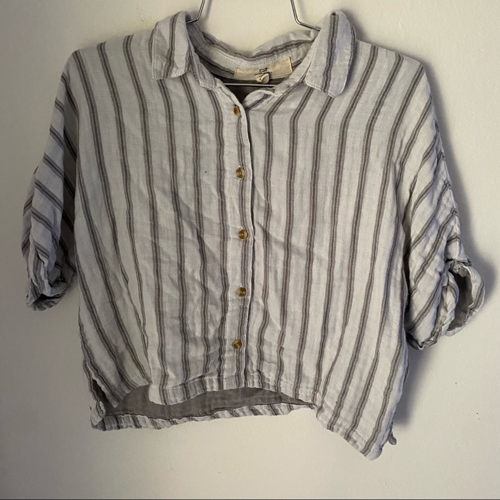 White T-Shirt with gray stripes
